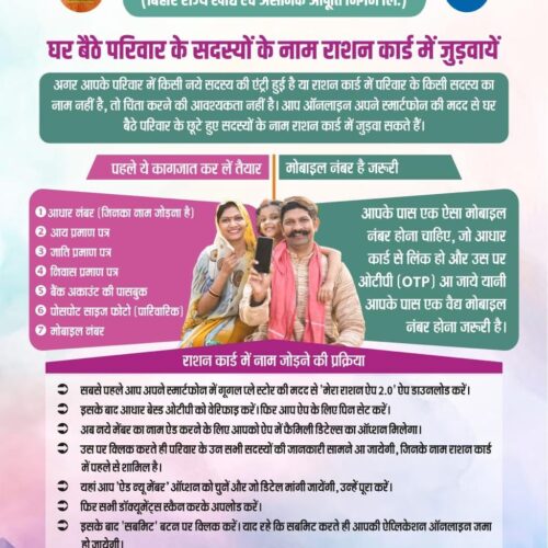राशन कार्ड में नाम जोड़ें